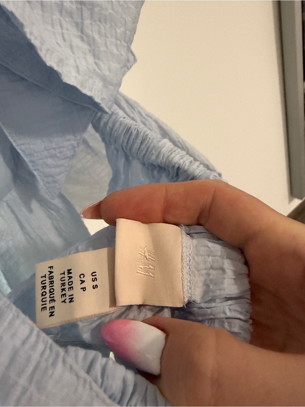 NWT H&M Light Blue Ruffle Sleeve Peplum Top With a Bow, Size S - Picture 7 of 7